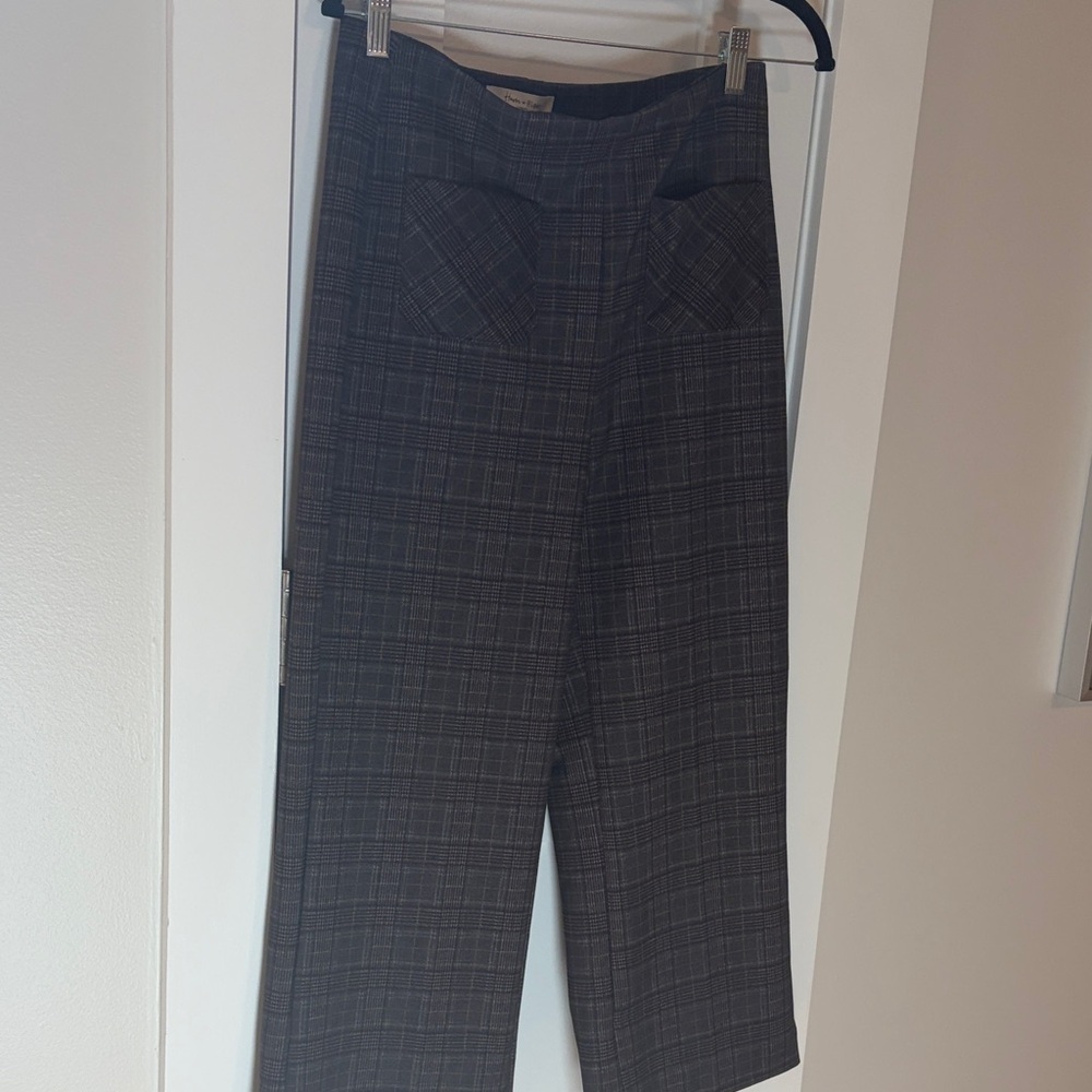 Gray Plaid Wide-Leg Trousers - Women's